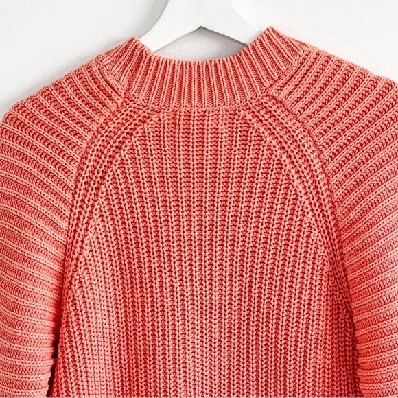 Anthropologie Maeve Mackenzie Coral Orange Ribbed Chunky Oversized Sweater XS - Picture 8 of 9